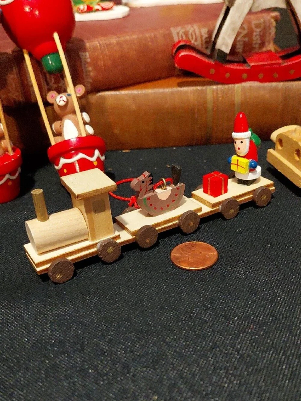 VINTAGE  Wooden KITSCH Christmas Ornaments, set of 7